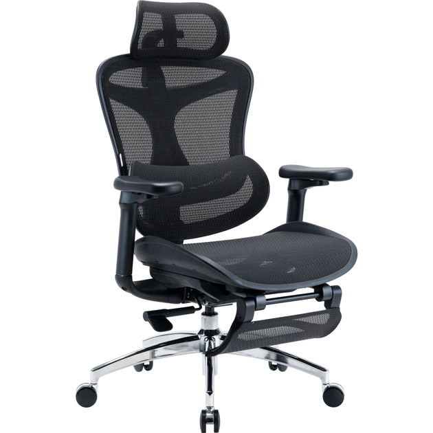 Офісне крісло Sihoo з підставкою для ніг DORO C300L Mesh Black with footrest (DORO-C300L-A3-101-JT) - picture 3