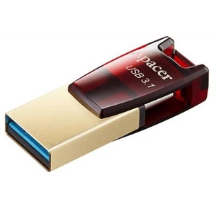 USB флеш накопичувач Apacer 64GB AH180 Red Type-C Dual USB 3.1 (AP64GAH180R-1) зображення 1