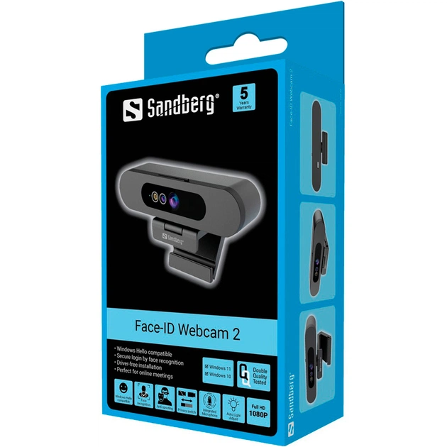 Веб-камера Sandberg Face-ID 2 HD 1080p Windows Hello USB-C/USB2.0 Black (134-40) - зображення 7