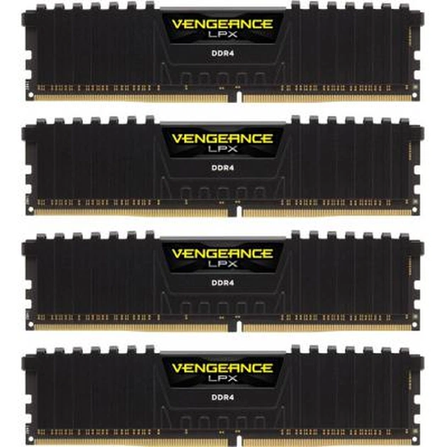 Модуль пам'яті для комп'ютера DDR4 16GB (4x4GB) 3000 MHz Vengeance LPX Black Corsair (CMK16GX4M4B3000C15) - изображение 1