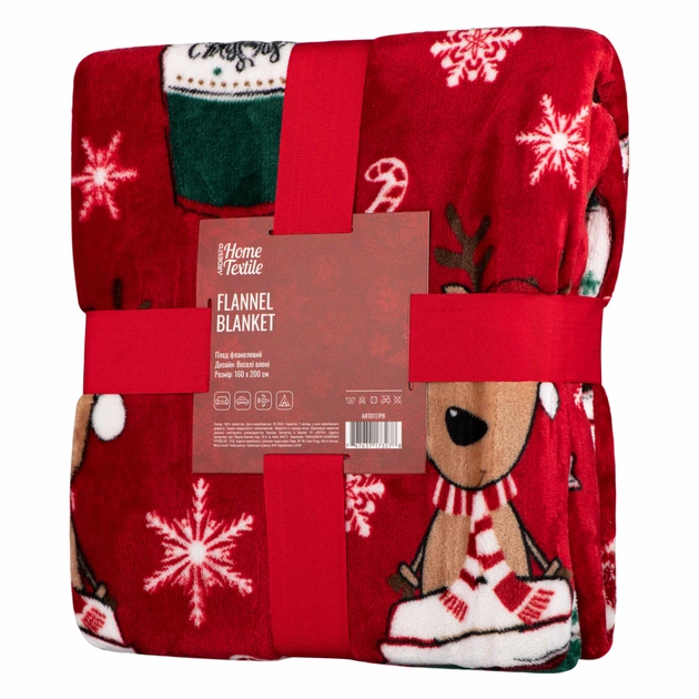 Плед Ardesto Flannel 100% поліестер, веселі олені 160х200 см (ART0117PB) - зображення 1