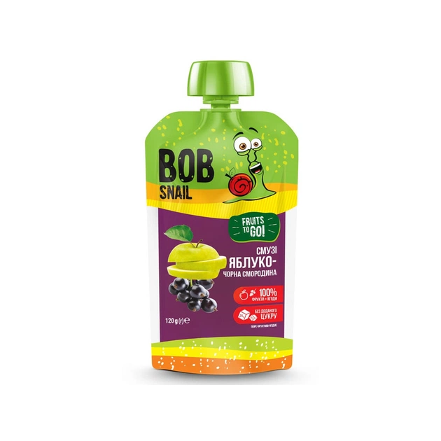 Дитяче пюре Bob Snail Равлик Боб Яблуко-чорна смородина 120 г (4820219343790) - зображення 1