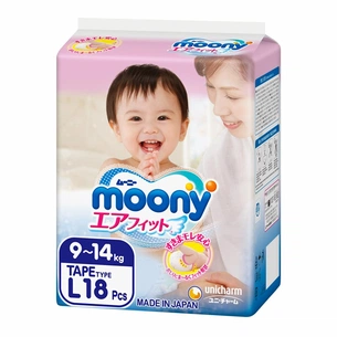 Підгузки Moony L (9-14 кг) 18 шт (4903111277704) зображення 1