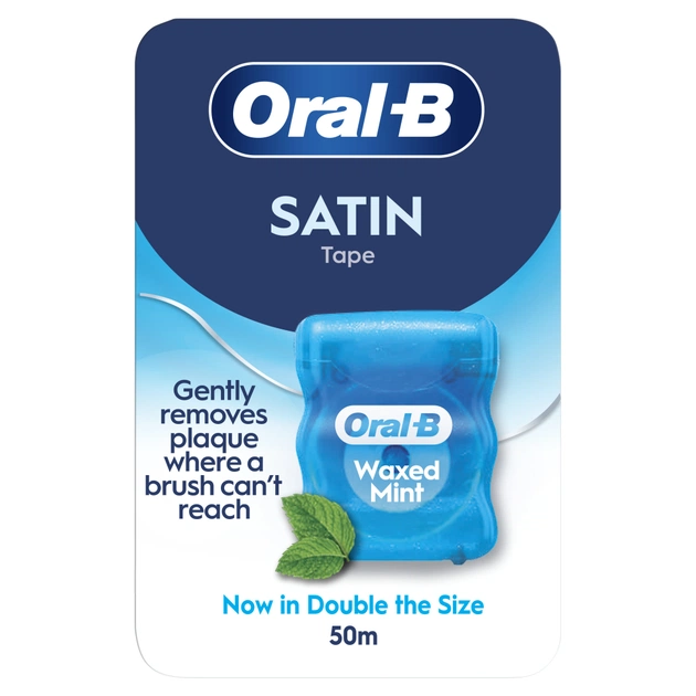 Зубная нить Oral-B Satin Tape Мятная Вощеная 50 м (8006530114196) - изображение 1