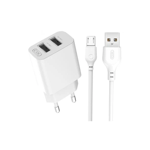 Зарядний пристрій XO L109 12W (2USB/2.4A) + USB - MicroUSB White (XO-L109-M) зображення 1