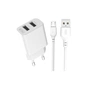 Зарядний пристрій XO L109 12W (2USB/2.4A) + USB - MicroUSB White (XO-L109-M) - зменшене зображення 1