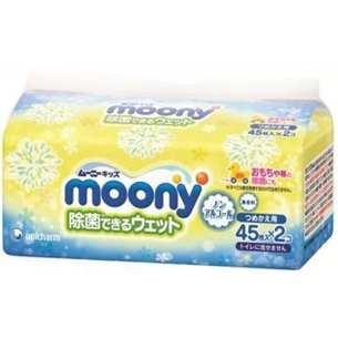 Дитячі вологі серветки Moony антибактеріальні 2 х 45 шт (4903111248421) зображення 1