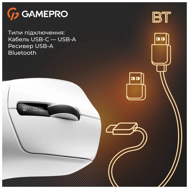 Мишка GamePro Genesis Ranker Wireless/Bluetooth/USB White (GM012W) - picture 2