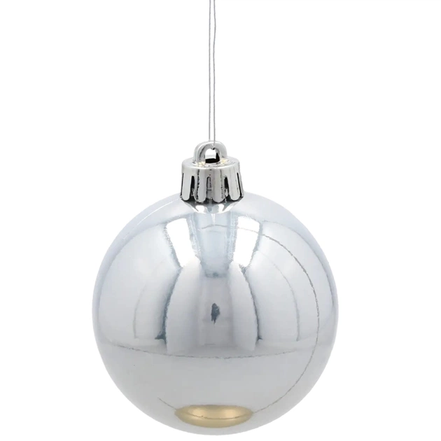 Ялинкова іграшка Chomik пластикові кульки 6 шт, 6 см, сріблясті (5900779893863_2) - picture 3