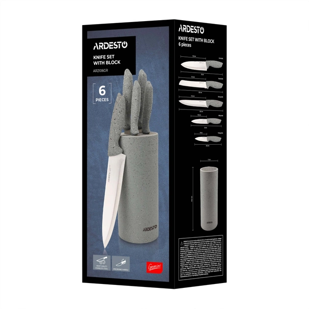 Набір ножів Ardesto Gemini 6 предметів, сірий (AR2106GR) - picture 12