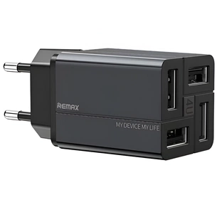 Мережевий зарядний пристрій Remax RP-U43 Wanfu (EU) (4USB 3.4А) Black (6972174153667) зображення 1