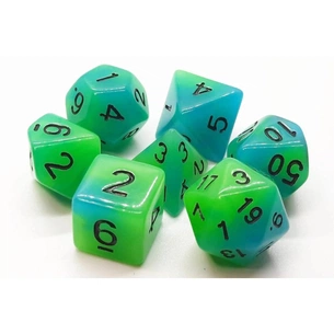 Набір кубиків для настільних ігор Games 7 Days Double Color Glow in the dark 7 Dice Set - Green-Blue (g7dglowdc02) изображение 1