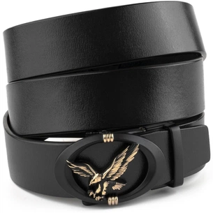 Ремінь Vintage Чоловічий з пряжкою автомат з силуетом орла Чорний (20297) зображення 1