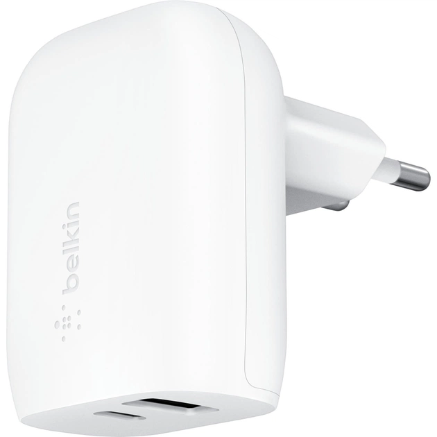 Зарядний пристрій Belkin USB-C PD25W + USB QC12W 37W White (WCB007VFWH) - изображение 1