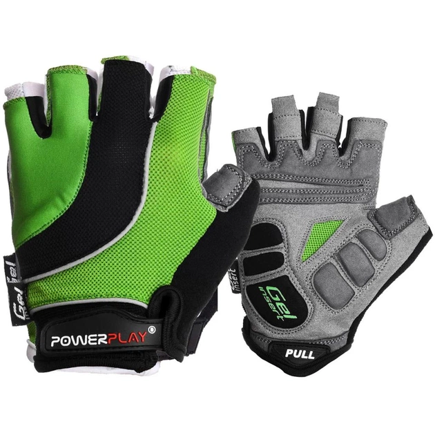 Велорукавиці PowerPlay 5037 Black/Green M (5037_M_Green) - изображение 1