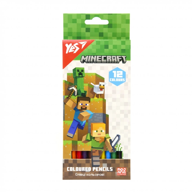 Карандаши цветные Yes Minecraft 12 кольорів (290760) - изображение 1