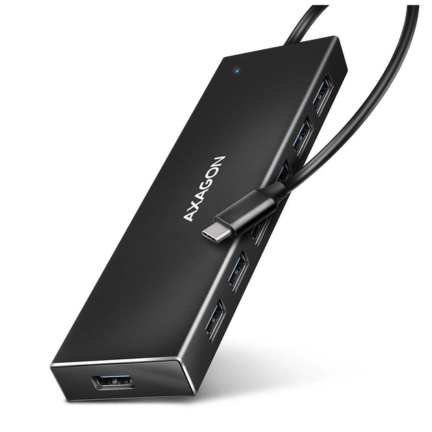 Концентратор AXAGON USB-C to 7xUSB 3.0 black (HUE-F7C) - изображение 1