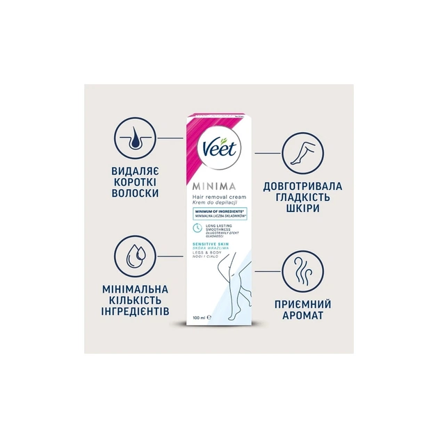 Крем для депіляції Veet Minima для чутливої шкіри з Алое вера 100 мл (4053700288205) - picture 4