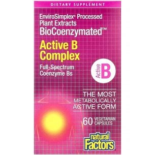Вітамінно-мінеральний комплекс Natural Factors Активний комплекс вітамінів B, BioCoenzymated, Active B Complex, 60 вег (NFS-01132) зображення 1
