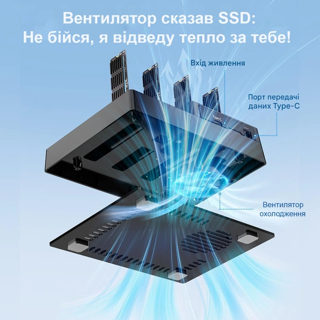 Док-станція для накопичувачів Maiwo 4*NVMe M.2 SSD Key M/B+M to USB4.0 USB-C 40Gbps (K3015P4) - picture 6