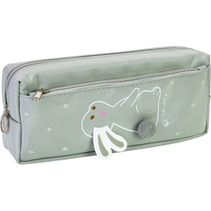 Пенал Cool For School з помпоном на 2 відділення на блискавках, сірий (CF87103) зображення 1