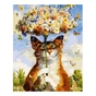 Картина по номерам Strateg Котик з парасолькою з квітів 40х50 см (VA-0032) - зменшене зображення 1
