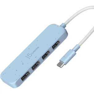 Концентратор J5create USB-C to 4xUSB-A 3.2 10Gbps cyan (JCH341EC-N) зображення 1