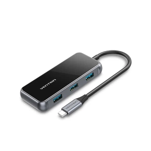 Концентратор Vention USB 3.1 Type-C to 4хUSB 3.0/PD 87W 5-in-1 Gray Mirrored Surface (TFDHB) изображение 1