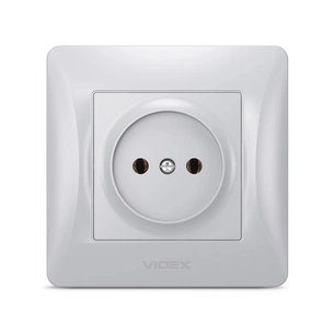 Розетка Videx BINERA 2ая із заземленням кремова (VF-BNSK1-SS) зображення 1
