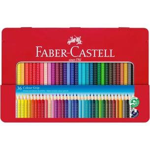 Олівці кольорові Faber-Castell Grip 2001 тригранні 36 кольорів, металева коробка, 112435 (24811) зображення 1