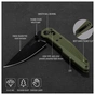 Ніж Hightron Sharplyn,14C28N, G10, зелений, чорний клинок (HK01GRN) - зменшене зображення 5