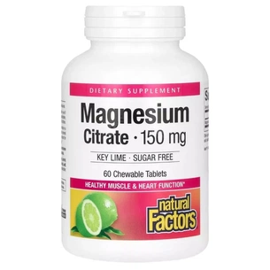 Мінерали Natural Factors Магній цитрат, 150 мг, смак лайма, Magnesium Citrate, 60 жувальних. (NFS-01650) зображення 1