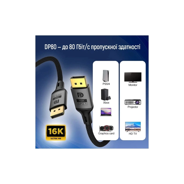 Кабель мультимедійний DisplayPort M to DisplayPort M 1.5m V2.1 16K black ColorWay (CW-CBDP091-BK) - picture 6