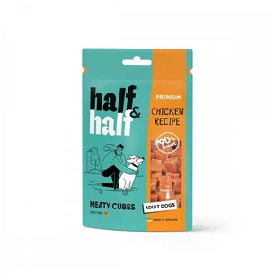 Ласощі для собак Half&Half у формі м'ясних кубиків з куркою 100 г (4823082431793) изображение 1