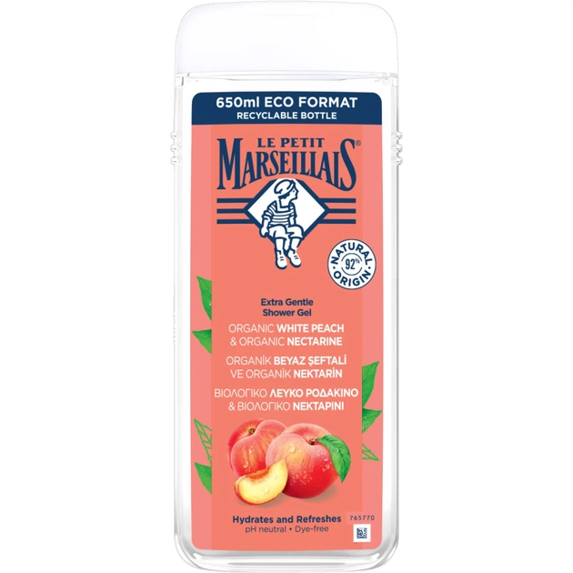 Гель для душу Le Petit Marseillais БІО Білий персик та нектарин 650 мл (3574661285955/3574661714738) - picture 1