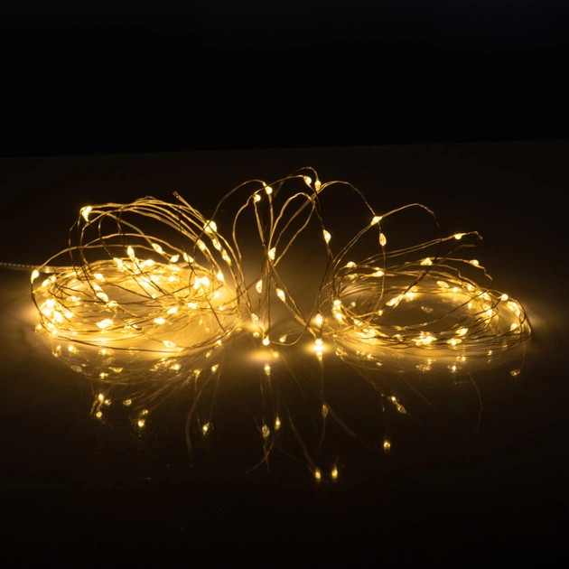 Гирлянда YES! Fun Нить на медной проволоке 100 LED Тепло-белая 10 м Статическая USB (975035) - изображение 3