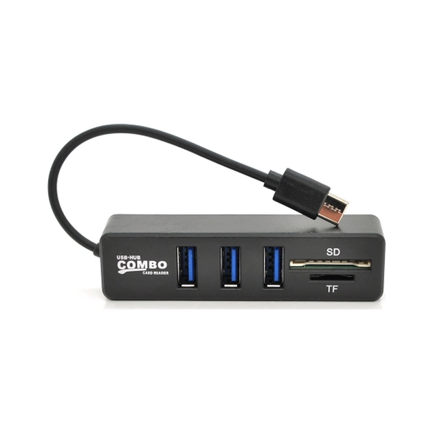 Концентратор Voltronic USB-C 3xUSB 2.0 + SD/TF 0.1m black (YT-HTCP3101/4) - зображення 1