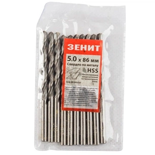 Свердло Зеніт HSS по металу 5.0х86 мм (10 шт) (30300050) зображення 1