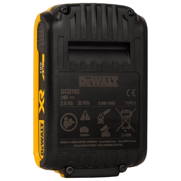 Акумулятор до електроінструменту DeWALT 18V, 2Ah, час заряджання 30 хв, вага 0.4 кг (DCB183_N314783) - picture 6