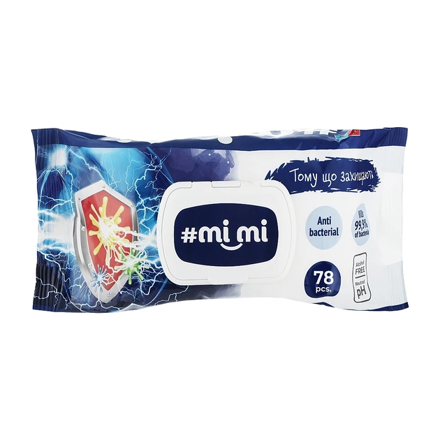 Вологі серветки Mi Mi Антибактеріальні З клапаном 78 шт. (4820237500335) - зображення 1