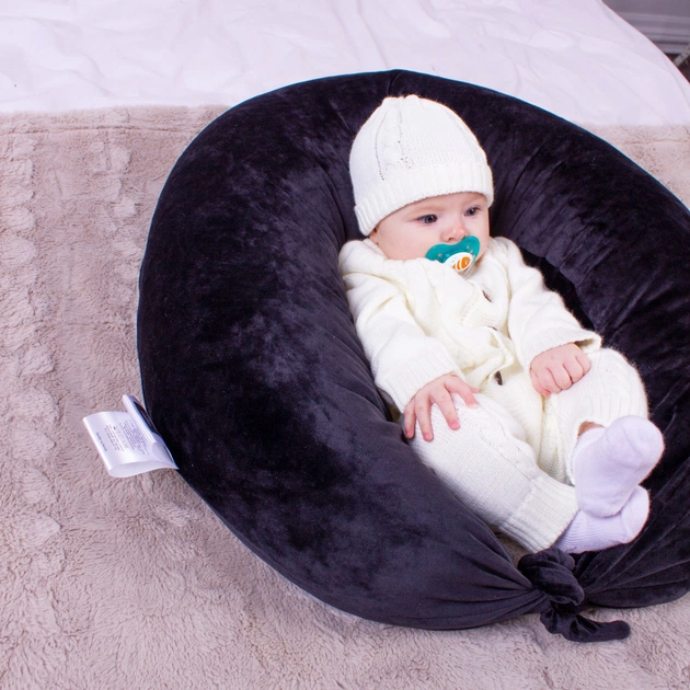 Подушка MirSon для вагітних та годування №8305 Velvet Line 28-0007 Black Велюр 30х170х20 см (2200006200307) - picture 3