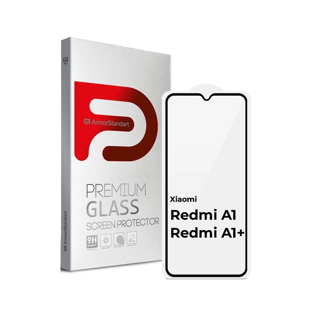 Стекло защитное Armorstandart Full Glue Xiaomi Redmi A1 / A1+ / Poco C50 Black (ARM62819) - изображение 1