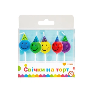 Свічка Maxi Смайли 5 шт на торт (MX629083) зображення 1