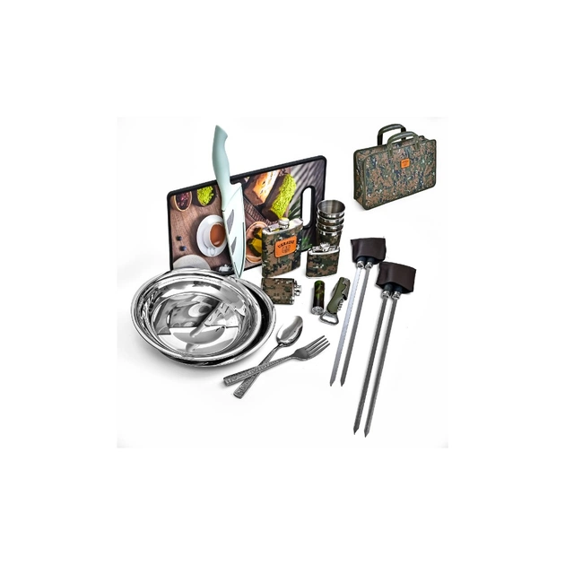 Набір для пікніка Stenson для мисливця/рибалки "Ukraine" 21пр/набір у камуфляжному кейсі (R31009) - picture 2