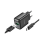 Зарядний пристрій HOCO C140A Smart USB QC3.0 + cable USB to USB-C Black (6942007627825) - зменшене зображення 3