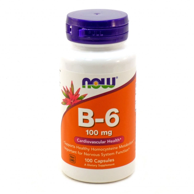 Вітамін Now Foods Вітамін В6 (Піридоксин), Vitamin B6, 100 мг, 100 капсул (NF0456) - изображение 1