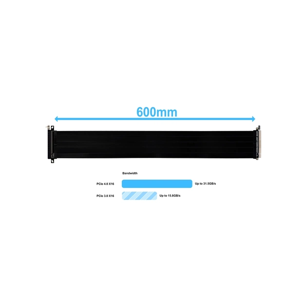 Райзер NZXT 600mm PCIe 4.0 RISER CABLE, Black (G89.PW-PCI-4-60X) - picture 4