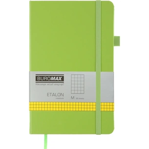 Книга записная Buromax Etalon 125x195 мм 96 листов в клетку обложка из искусственной кожи Салатовая (BM.291160-15) изображение 1