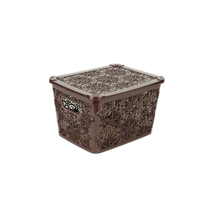 Кошик для зберігання Violet House 0402 №2 Ажур з кришкою Coffee 7 л (0402 №2 Ажур COF з/кр. 7 л) зображення 1