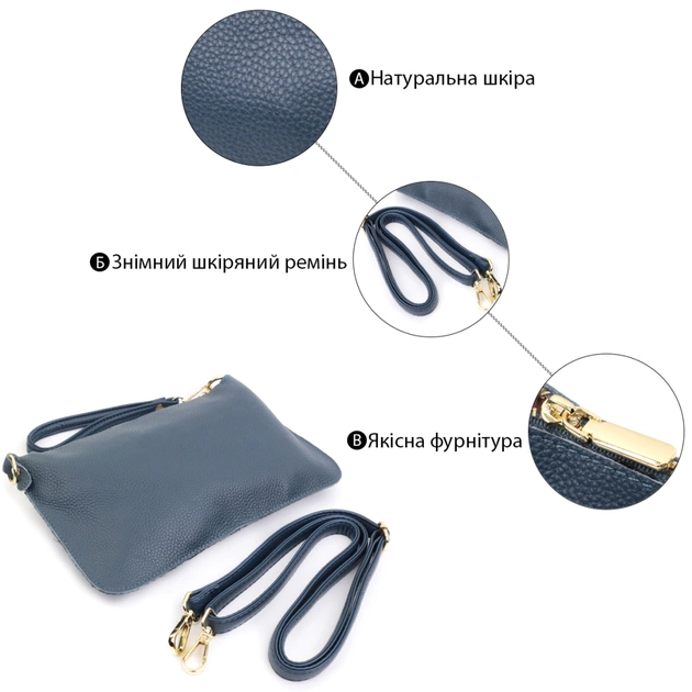 Сумка Vintage З натуральної шкіри Синя (22646) - зображення 4